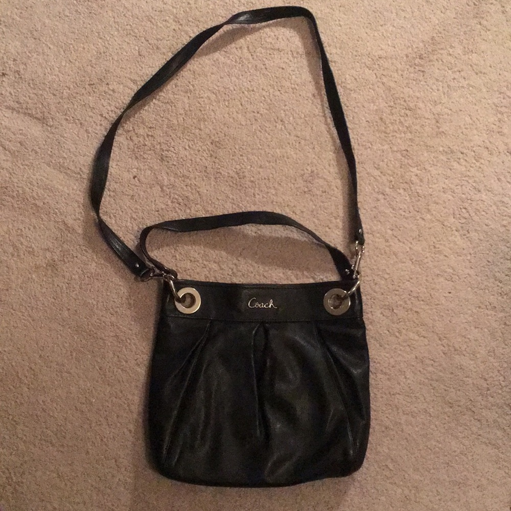 Black Leather Coach Crossbody Bag
